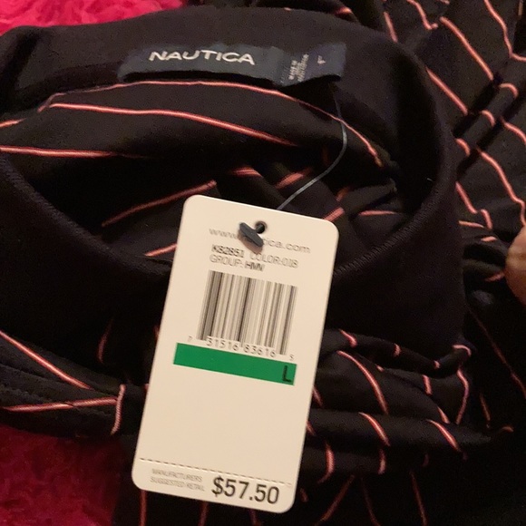 NWT - NAUTICA Men’s Size Large Striped Black and Red Shirt - Picture 10 of 11